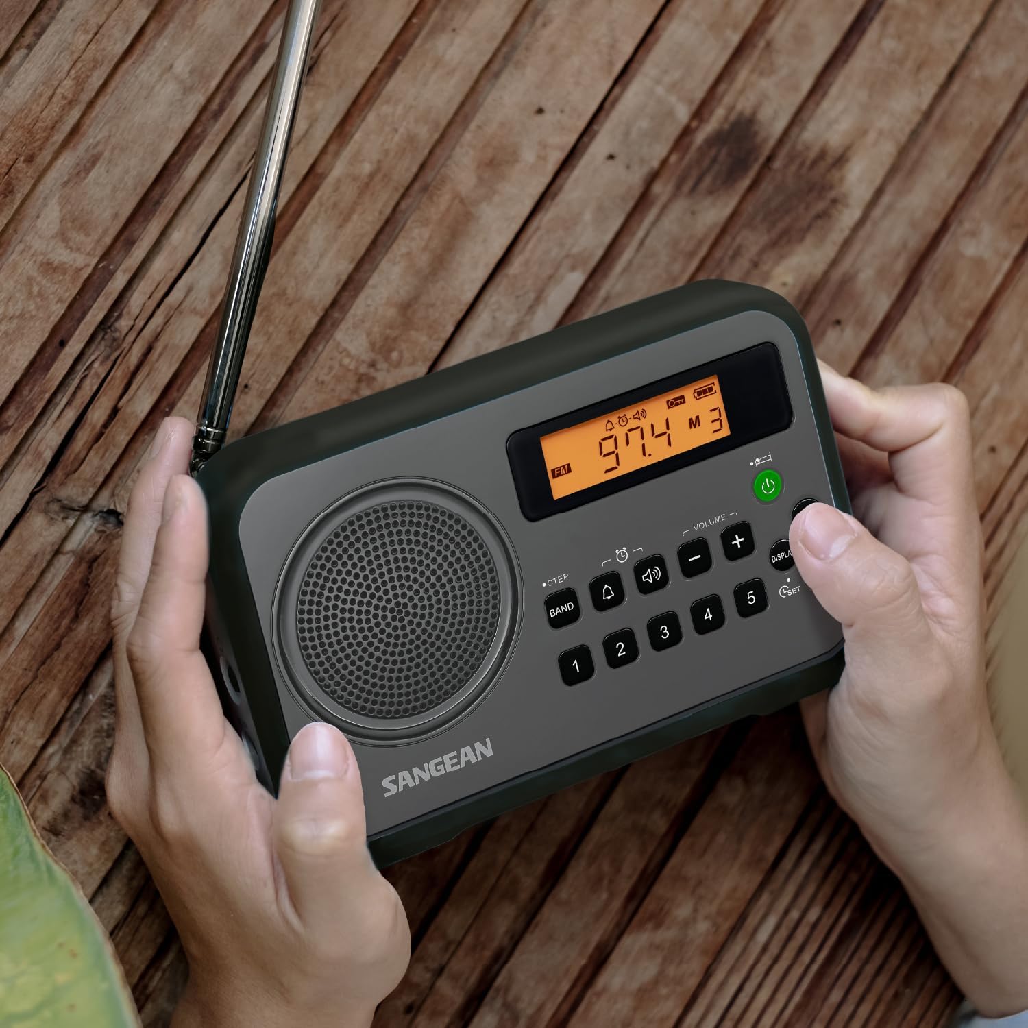 Sangean PR-D18BU AM /FM / Portable Digital Radio with Protective Bumper (White/Blue)