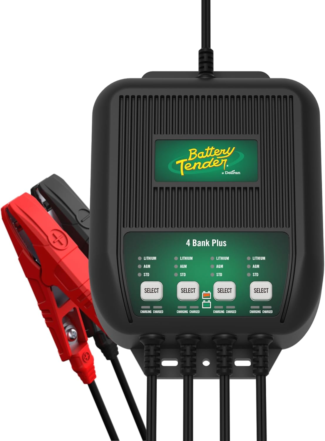 Battery Tender Plus 4 Bank Multibank Charger - 5 AMP (1.25 AMPs Per Bank) - Smart 12V Multi Battery Charger and Maintainer for Standard, AGM