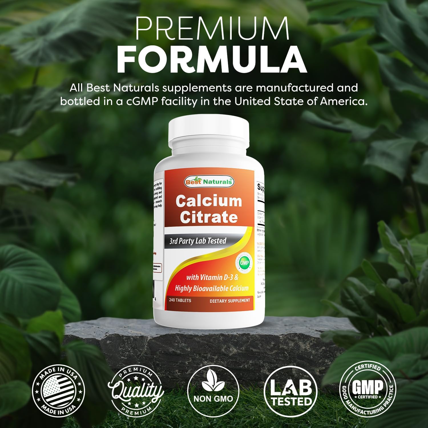 Best Naturals Calcium Citrate with Vitamin D-3 240 Tablets (240 Count (Pack of 1))