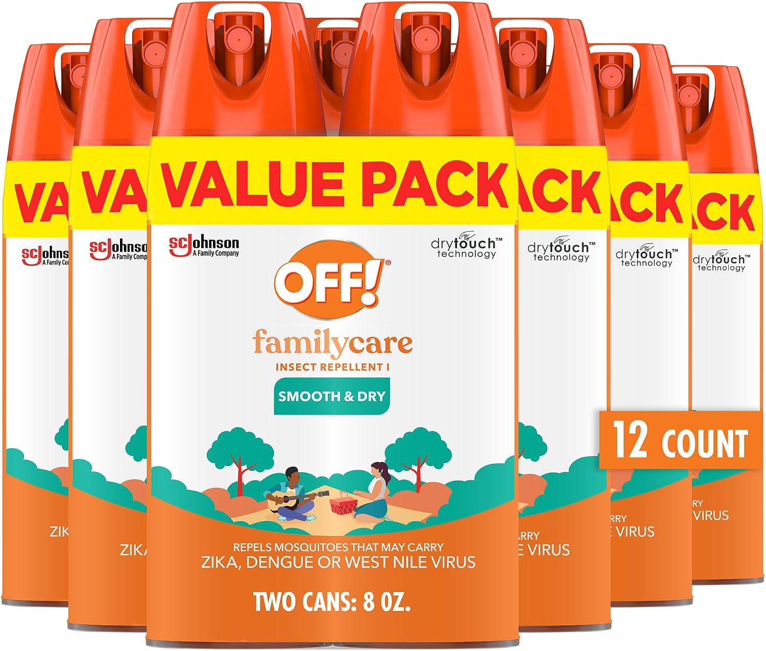 OFF! Family Care Mosquito & Tick Repellent Aerosol, Bug Spray Containing 15% DEET, Smooth & Dry Bug Spray, 4 Oz (Pack of 2)