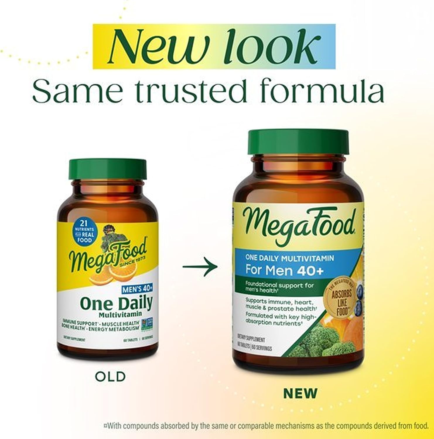MegaFood One Daily Multivitamin for Men 40+ with 21 Nutrients, 90 Tablets | Immune Support, Heart, Muscle & Prostate Health, Methylated B12, Methylfolate, Vitamin D3, C & Zinc, Vegetarian, 90 Servings