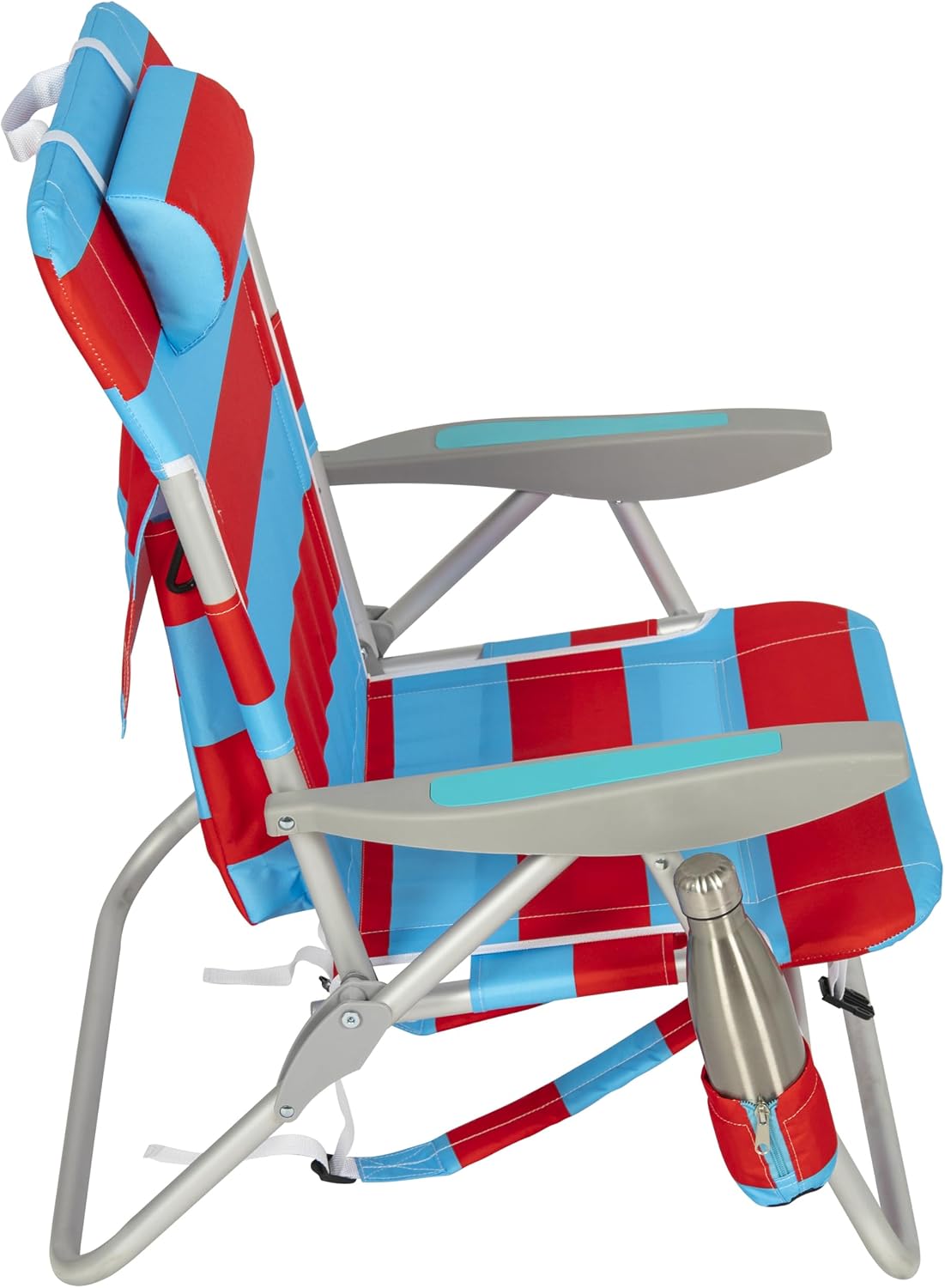 Rio Beach 2-Pack Wide Big Boy 4-Position Backpack Beach Chair with Pillow, Arms, and Storage Pouch, Lightweight Outdoor Portable Camping Chair with Carry Straps, Supports up to 300 lbs., Blue/Red