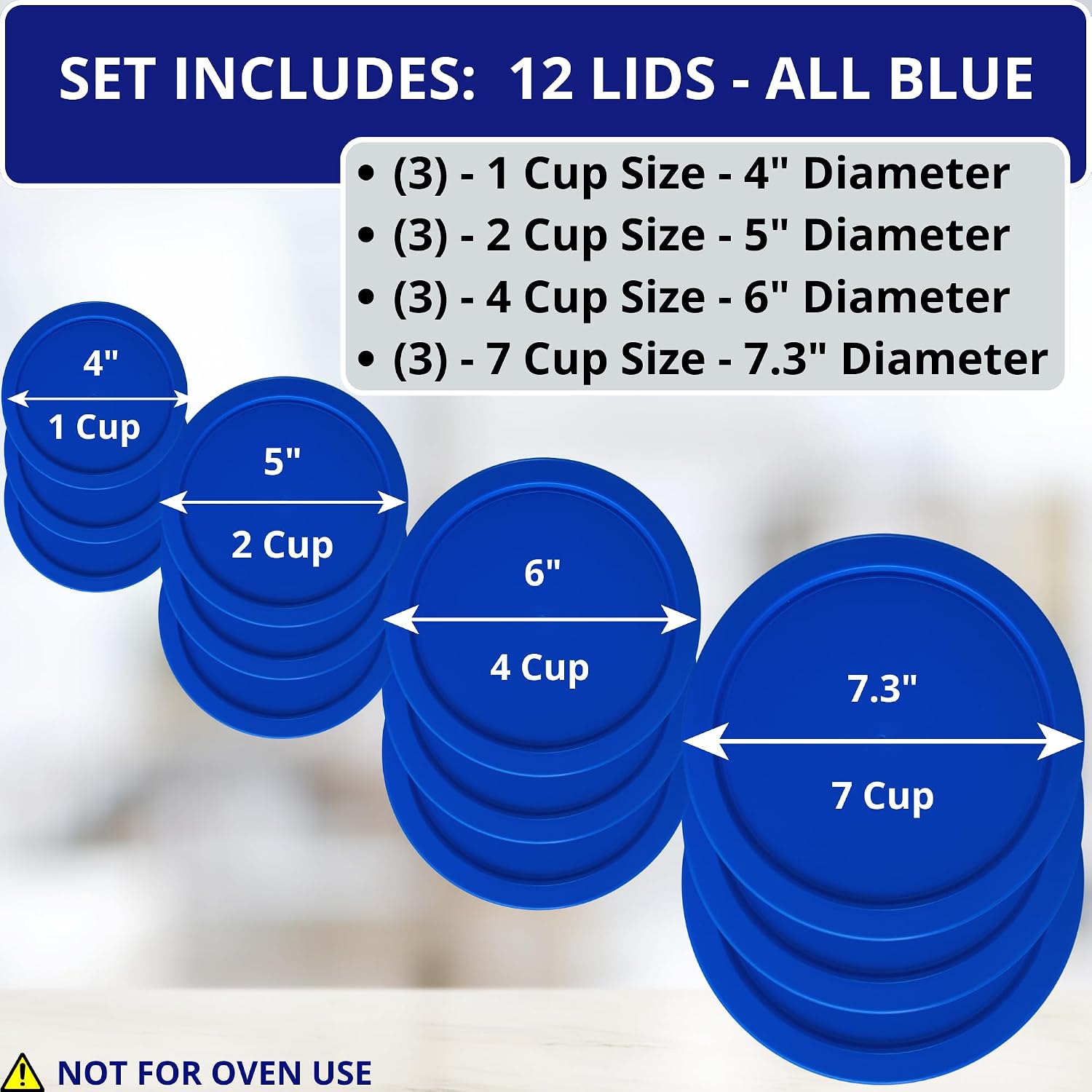 1, 2, 4 & 7 Cup Green, Orange, Blue, Red Replacement Lids/Covers for Pyrex