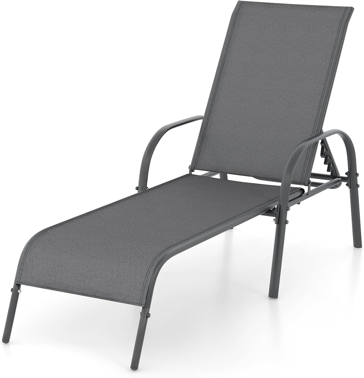 GIANTEX 2 Pack Patio Lounge Chair with 5 Adjustable Backrest, Black