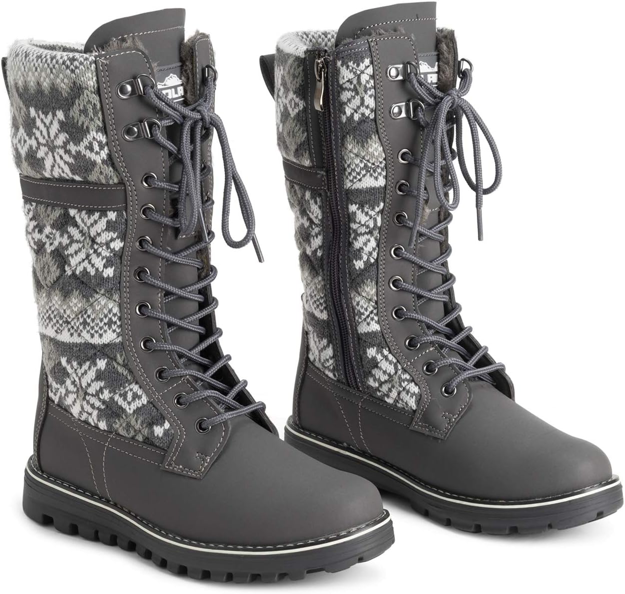 POLAR Womens Faux Fur Warm Thermal Waterproof Outdoor Walking Snow Winter Rubber Sole Calf Boots