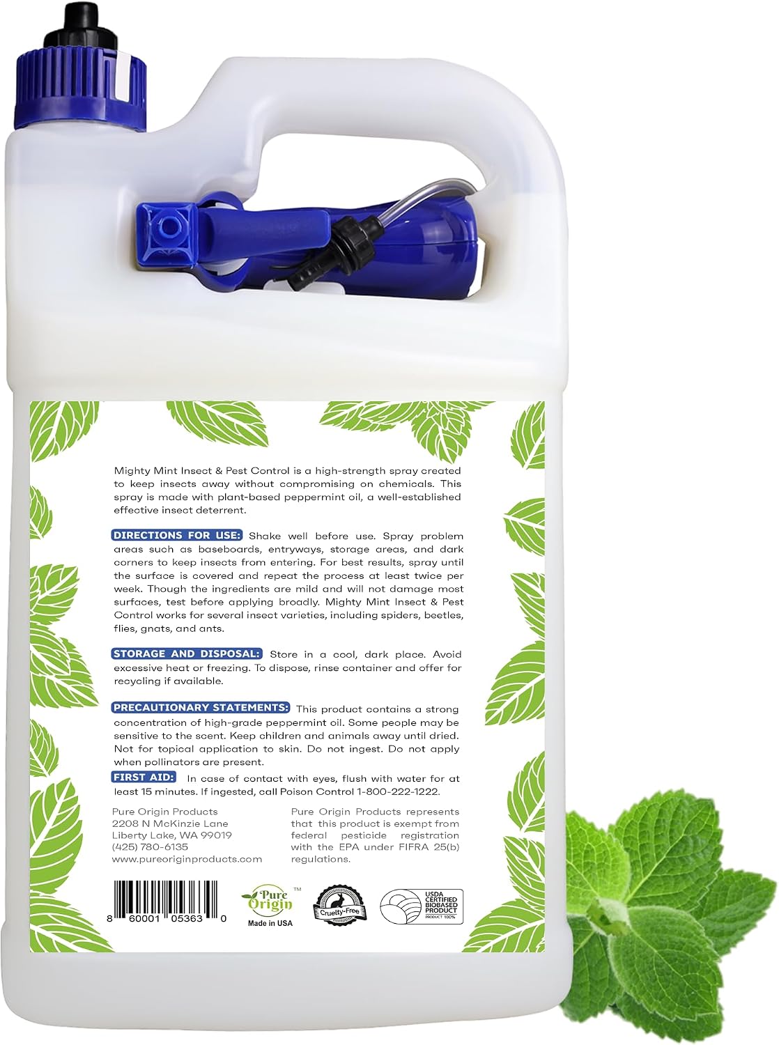 Mighty Mint Peppermint Oil Insect Repellent Spray, 16 oz | Natural Indoor & Outdoor Bug Control for Spiders, Ants, Roaches, Plant-Based, Extra-Strong Formula with Microfiber Cloth