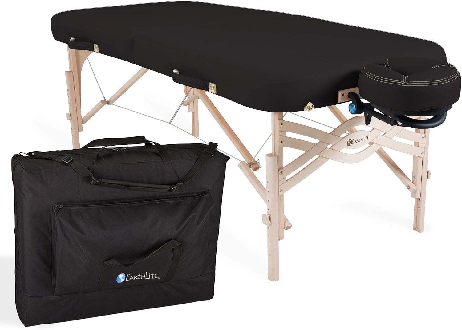 EARTHLITE Premium Portable Massage Table Package SPIRIT - Spa-Level Comfort, Deluxe Cushioning incl. Flex-Rest Face Cradle & Strata Face Pillow, Carry Case (30/32” x 73”) - Made in USA