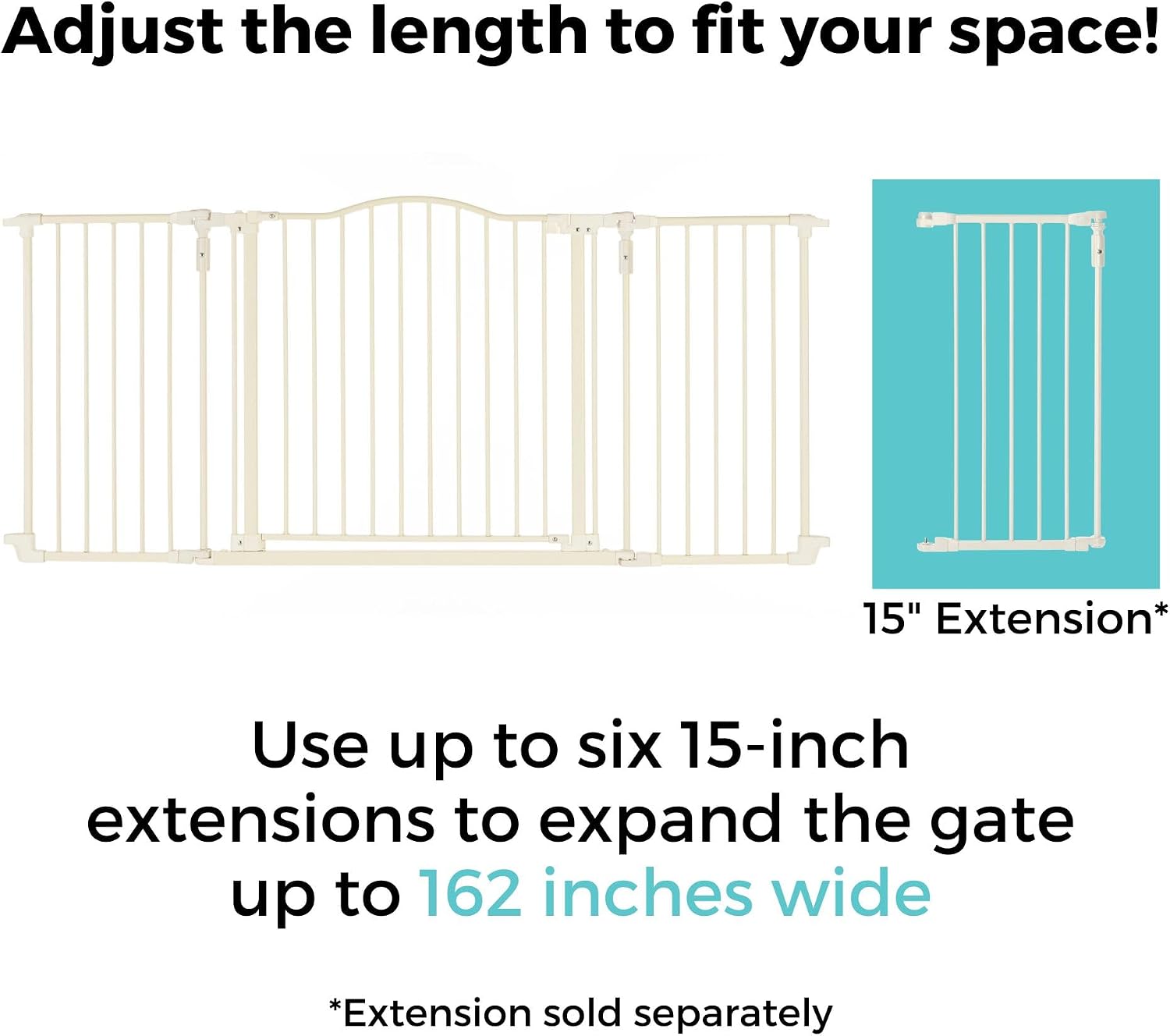 Toddleroo by North States - Deluxe Décor Safety Gate: Hardware Mounted Extra Wide Metal Baby Gate - Adjustable Child Gate - 38.3 to 72 Inches Wide - 30 Inches Tall - Matte Bronze