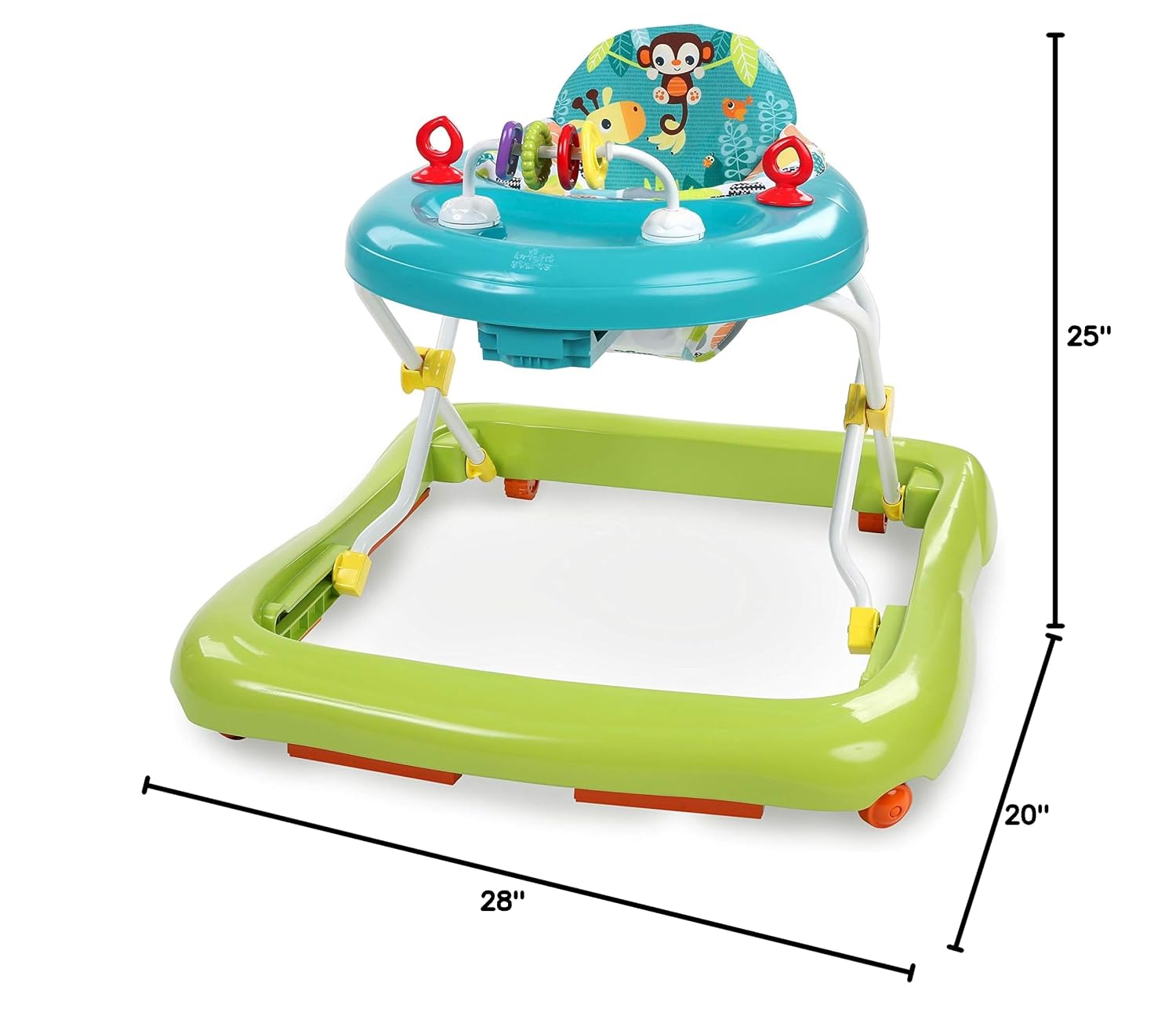 Bright Starts JuneBerry Walk-A-Bout Baby Walker and Entertainer, with Easy Fold Frame for Storage, Ages 6 Months +
