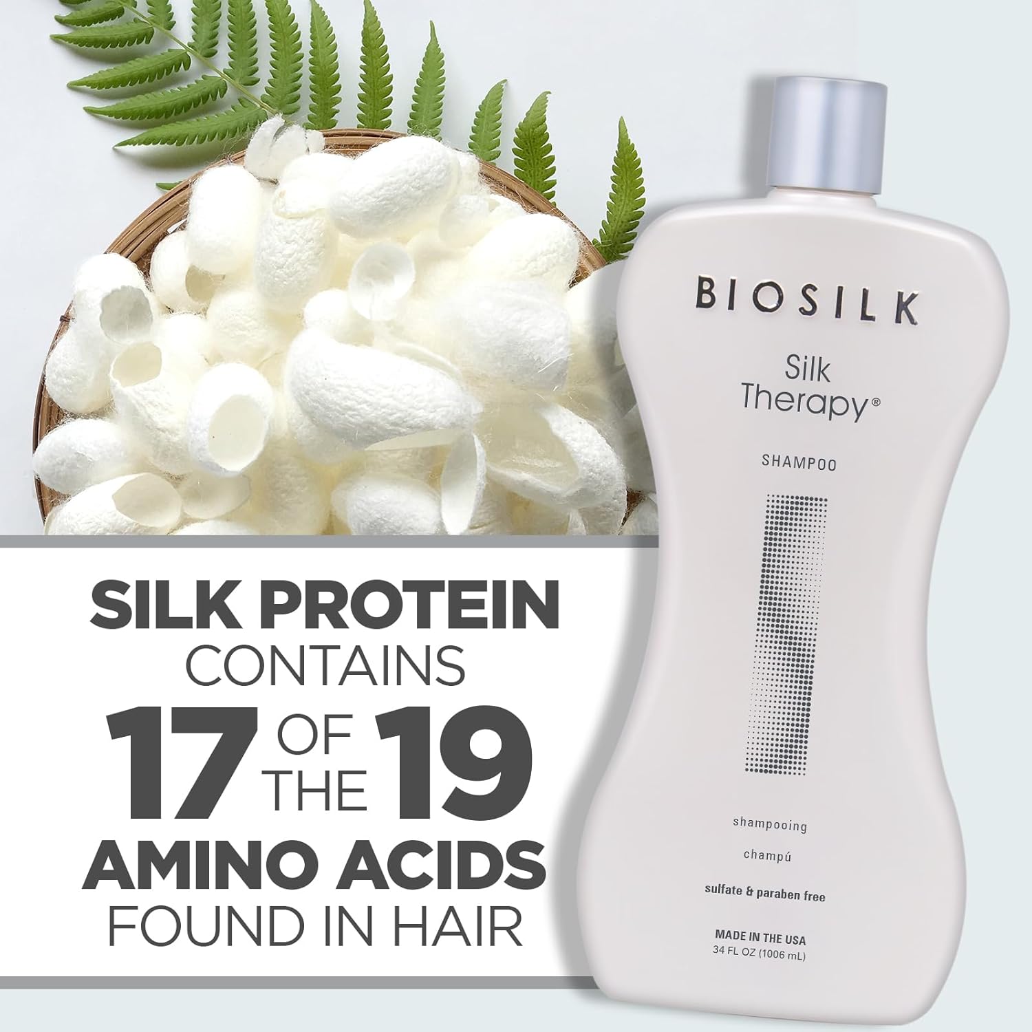 BioSilk Silk Therapy Duo Set, Shampoo & Conditioner for Gentle Cleansing, Moisturizing & Shiny Hair, Smooth, Replenished Hair, Sulfate-Free, Paraben-Free, Cruelty-Free, 12 Oz Each (Pack of 2)