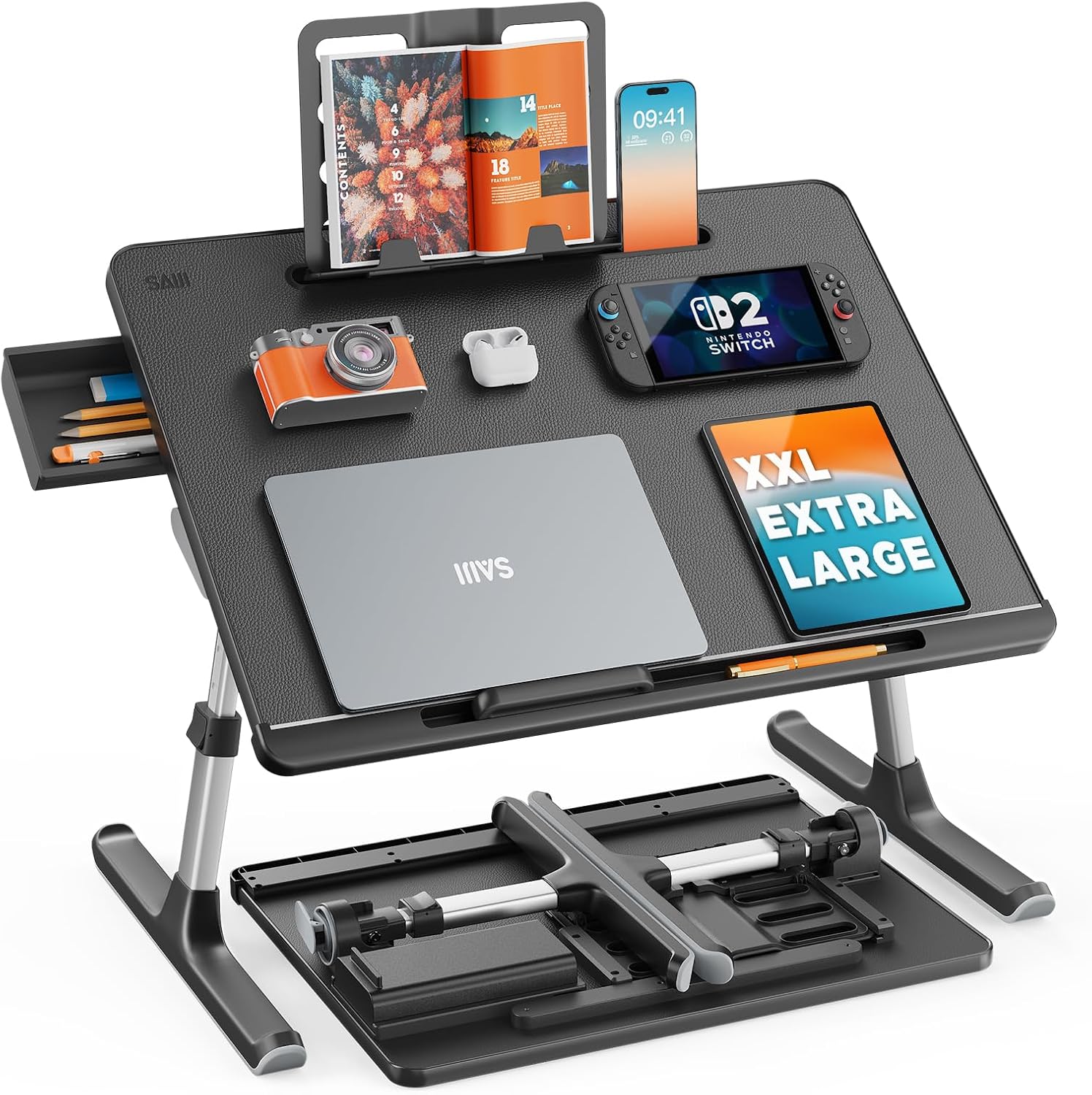 Laptop Lap Desk for Bed, SAIJI X-Large Adjustable Laptop Table