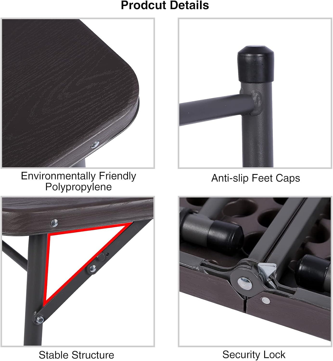 REDCAMP 34" Square Folding Card Table with Resin Top, Portable Fold in Half Small Card Tables with Collapsible Legs for Adults Indoor Outdoor Use