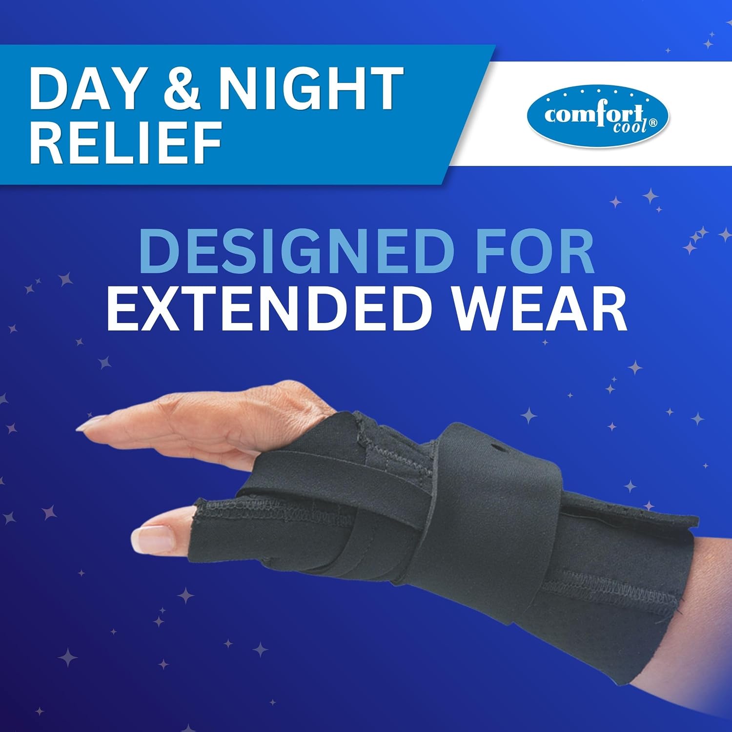 Comfort Cool Wrist Brace with Thumb Support - CMC Restriction Splint for Arthritis & Tendinitis Relief - Black, Right Hand, Medium (7 to 8 inches)