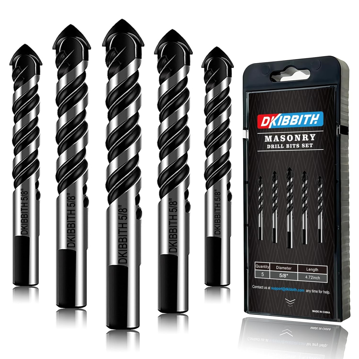 10-Piece Masonry Drill Bit Set for Concrete Tile Glass Ceramic Brick, 1/8 to 1/2 Inch Drilling Bits with Triangle Handle
