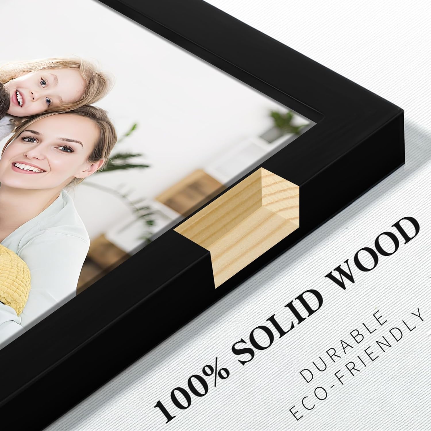 Picture Frames 8x8 2 Pack Made of Solid Wood Black for Wall Mounting and Tabletop Display