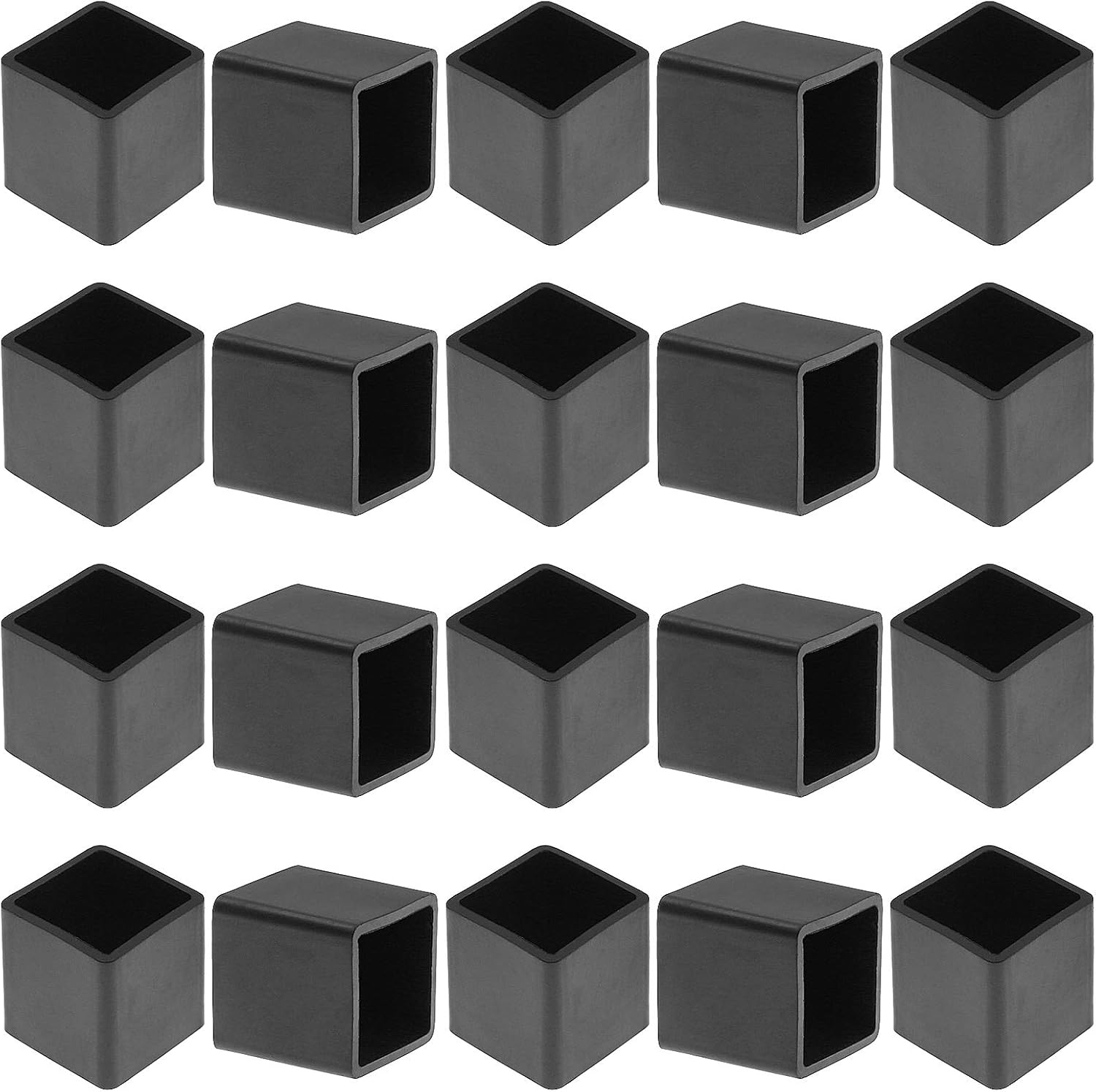 Bonsicoky 20Pcs Rectangle Rubber Furniture Leg Caps (3/4" x 1-1/2"), Vinyl Flexible Chair Leg Floor Protectors for Patio Indoor Chair Table Bed