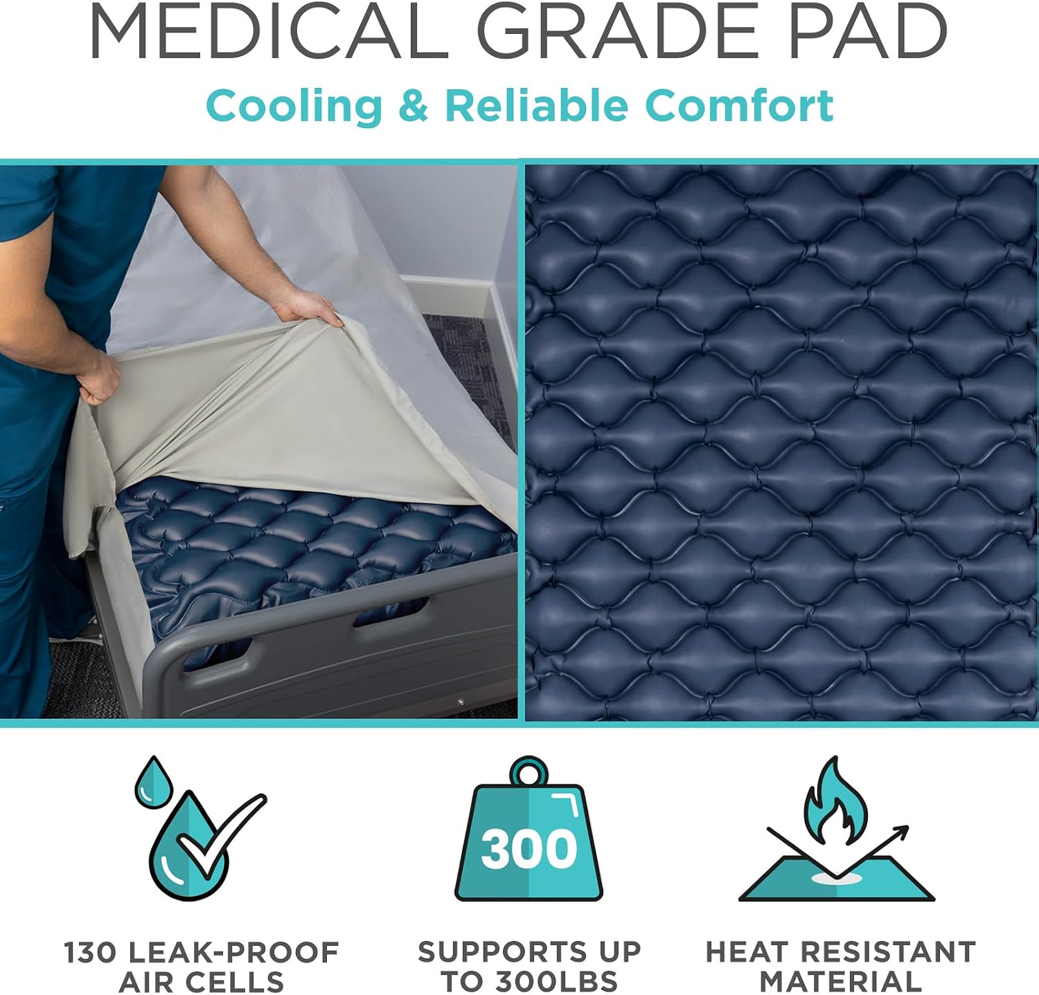 Vive Alternating Air Pressure Mattress Pad - The Original Bed Sore Solution | Dr. Recommended Hospital Bed Topper for Bedridden Patients - Includes Waterproof, Breathable Ulcer Cushion & Quiet Pump