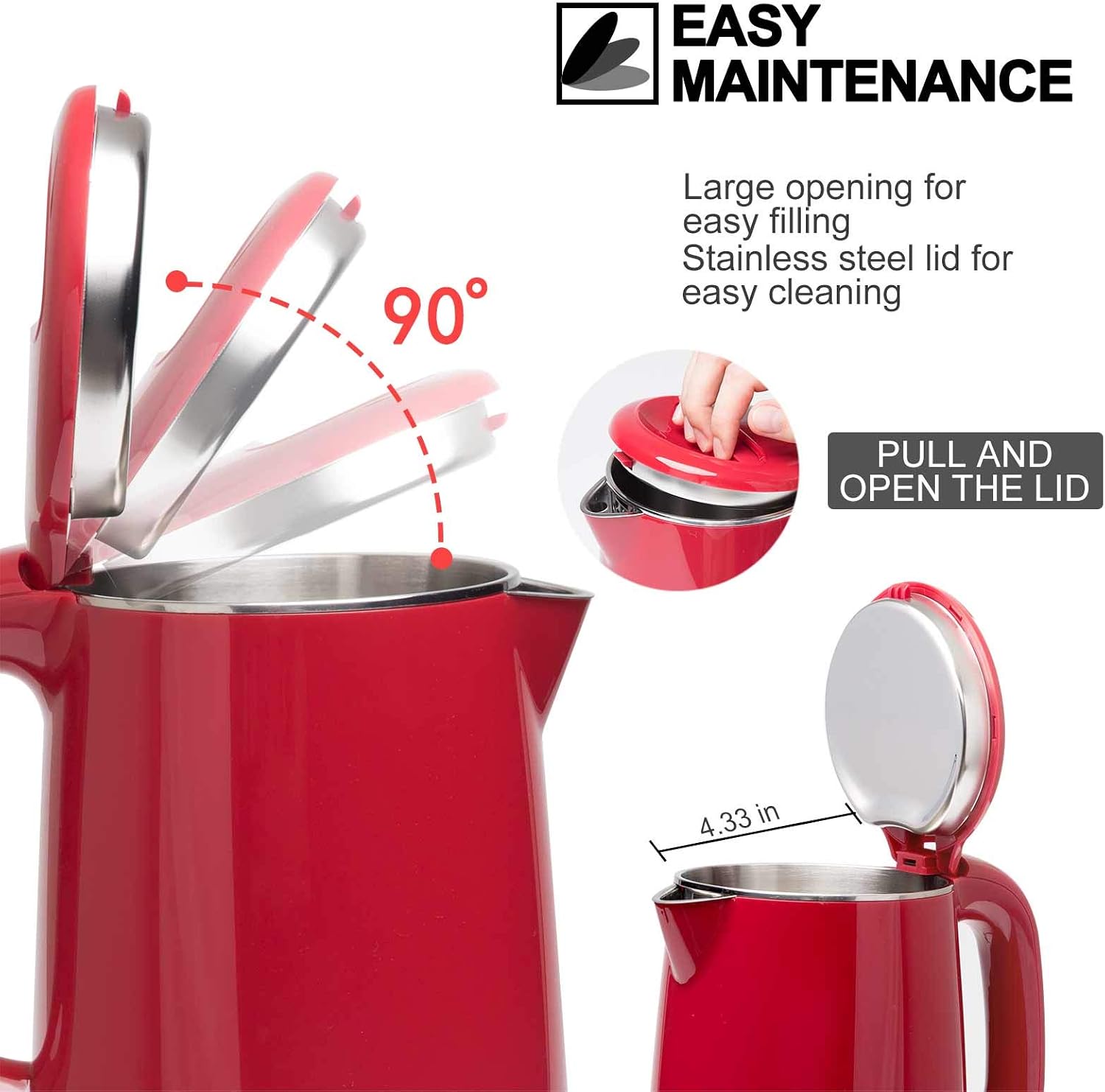 Secura Stainless Steel Double Wall Electric Kettle Water Heater for Tea Coffee w/Auto Shut-Off and Boil-Dry Protection, 1.0L (Orange) SWK-1001DO/HB-K012