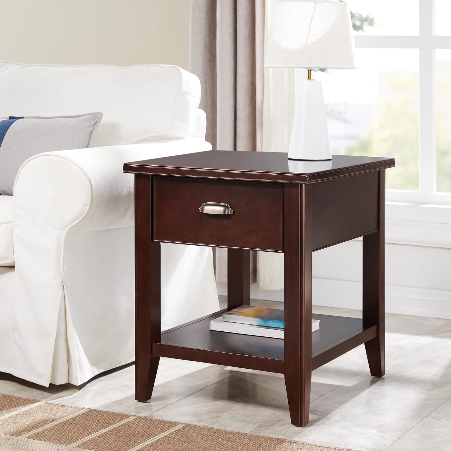 Leick Home Shield Wedge End Table, 21", Glazed Auburn