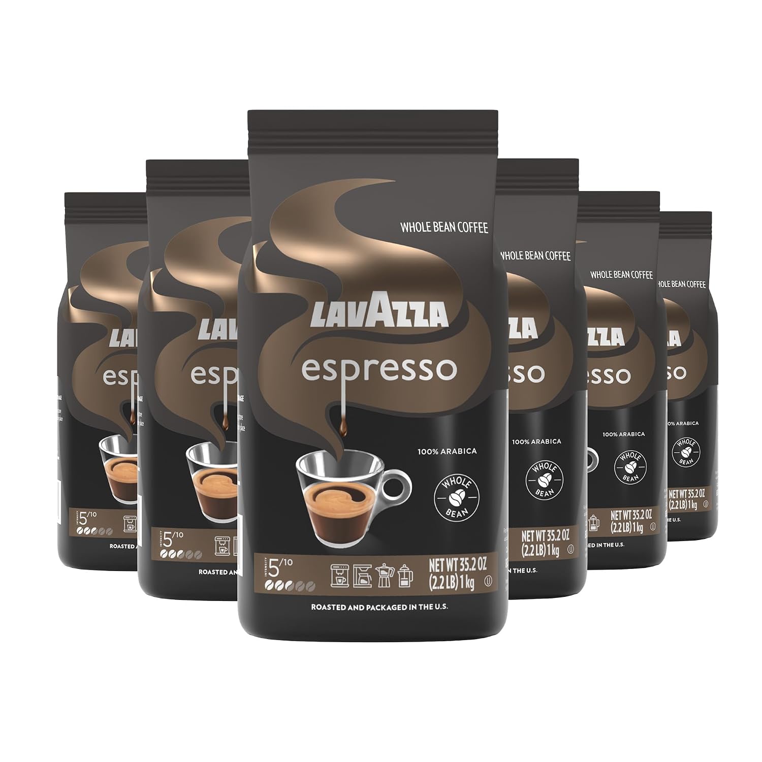 Lavazza Super Crema Whole Bean Coffee, Medium Espresso Roast, Arabica and Robusta Blend, 2.2 lb Bag, Package May Vary (Pack of 1)