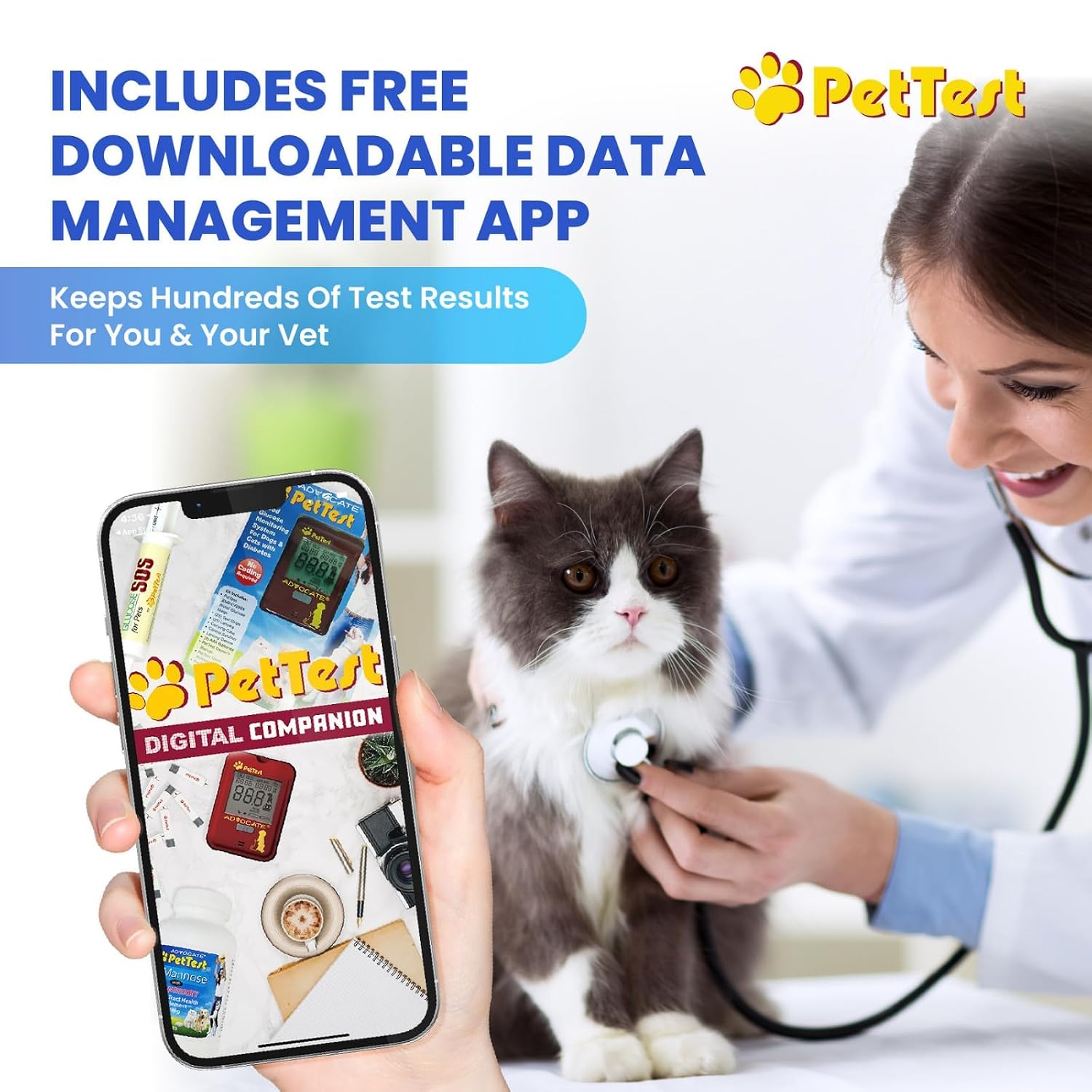PetTest Genteel Glucose Monitor Kit for Dogs and Cats, Pain-Free Testing