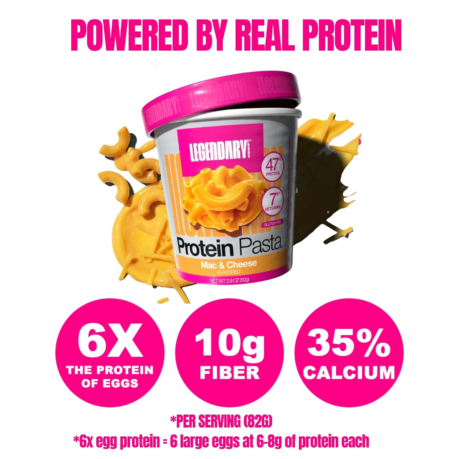 Legendary Foods 48g Protein Pasta Gluten Free Garlic Parmesan Cup | 8g Net Carbs, High Fiber Keto Pasta, Instant Protein Lunch - Low Carb Diet, Microwave Pasta Cups, Post workout Quick Meal