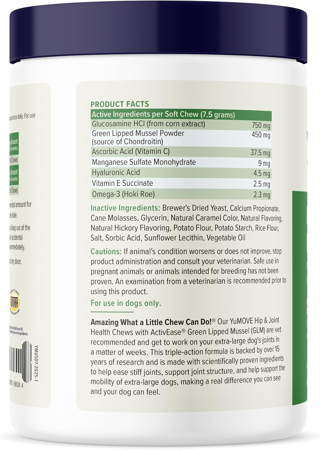 YuMOVE Large Dog Hip & Joint Supplement Soft Chews, Green Lipped Mussel