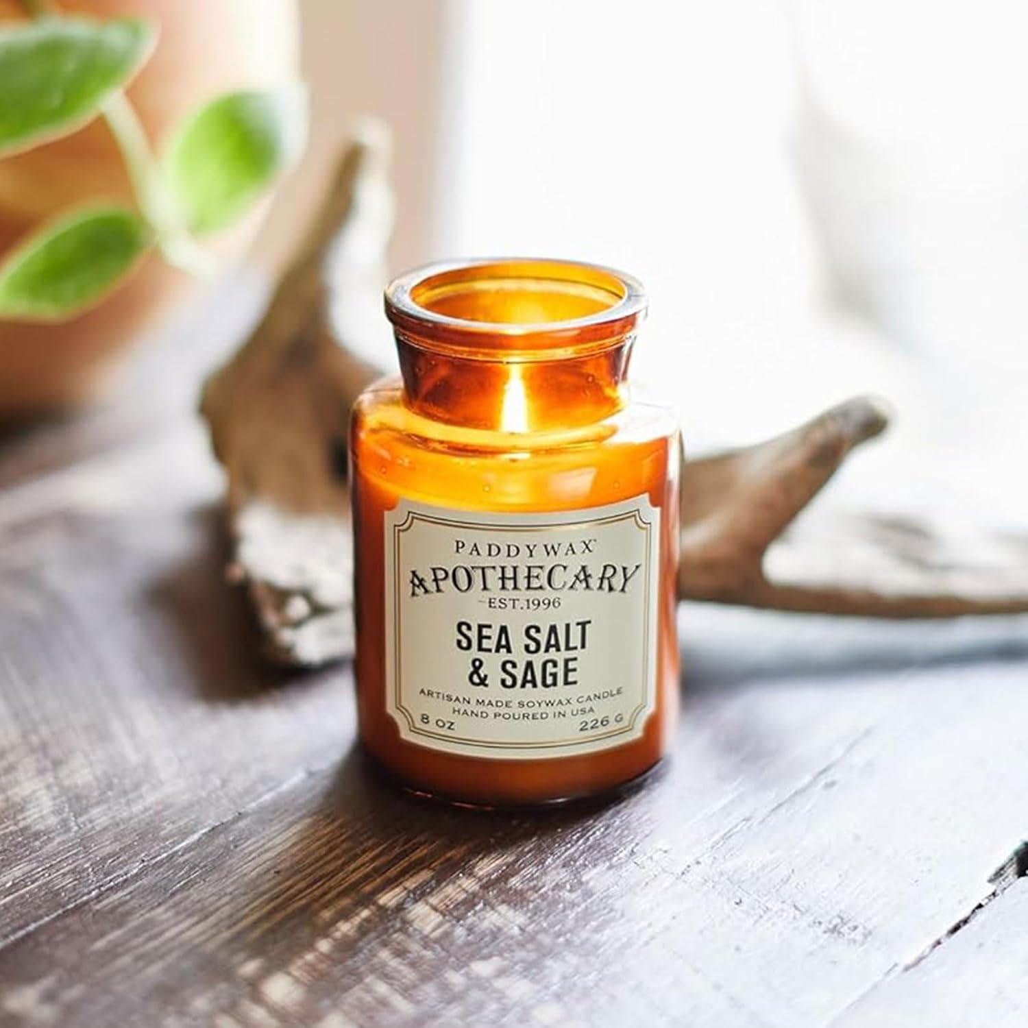 Paddywax Artisan Apothecary Scented Candle, Tobacco & Patchouli, 8 oz | With Lid, Reusable Glass Jar, Clean Burning Soy Candle, Approx. 54 Hour Burn Time