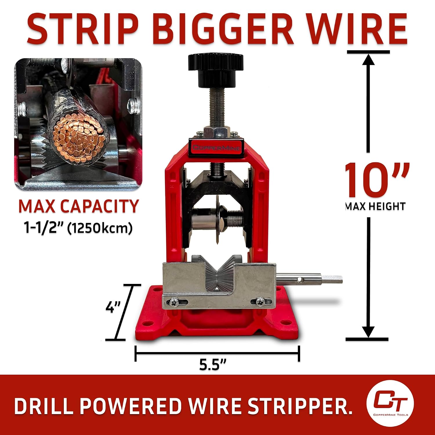 Wire Stripping Machine, Drill Powered Benchtop Wire Stripper Machine for 18 AWG to 1-1/2" Cable, Large Cable Wire Stripper