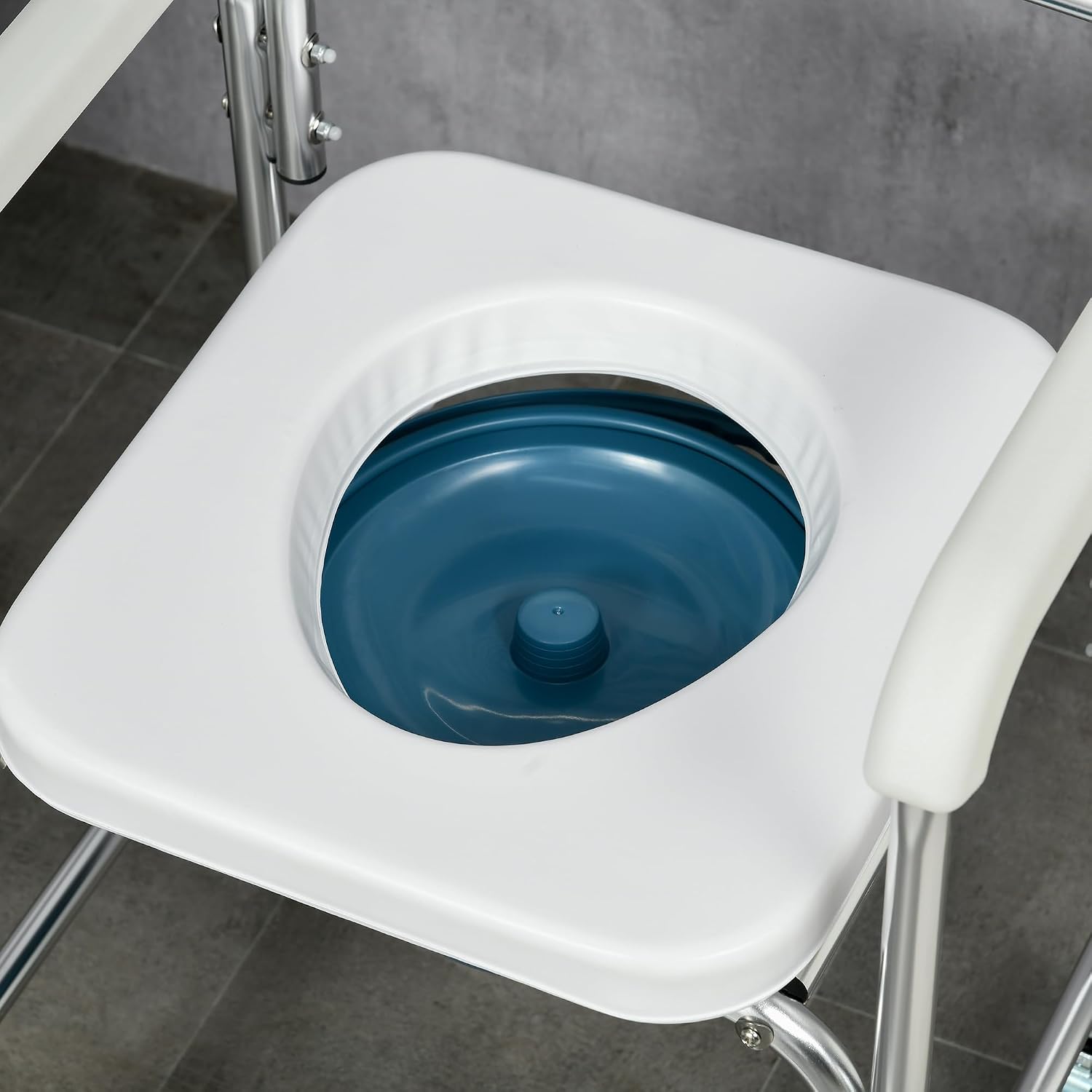 HOMCOM 3-in-1 Shower Commode Wheelchair, FSA/HSA Eligible Transport Beside Commode Chair