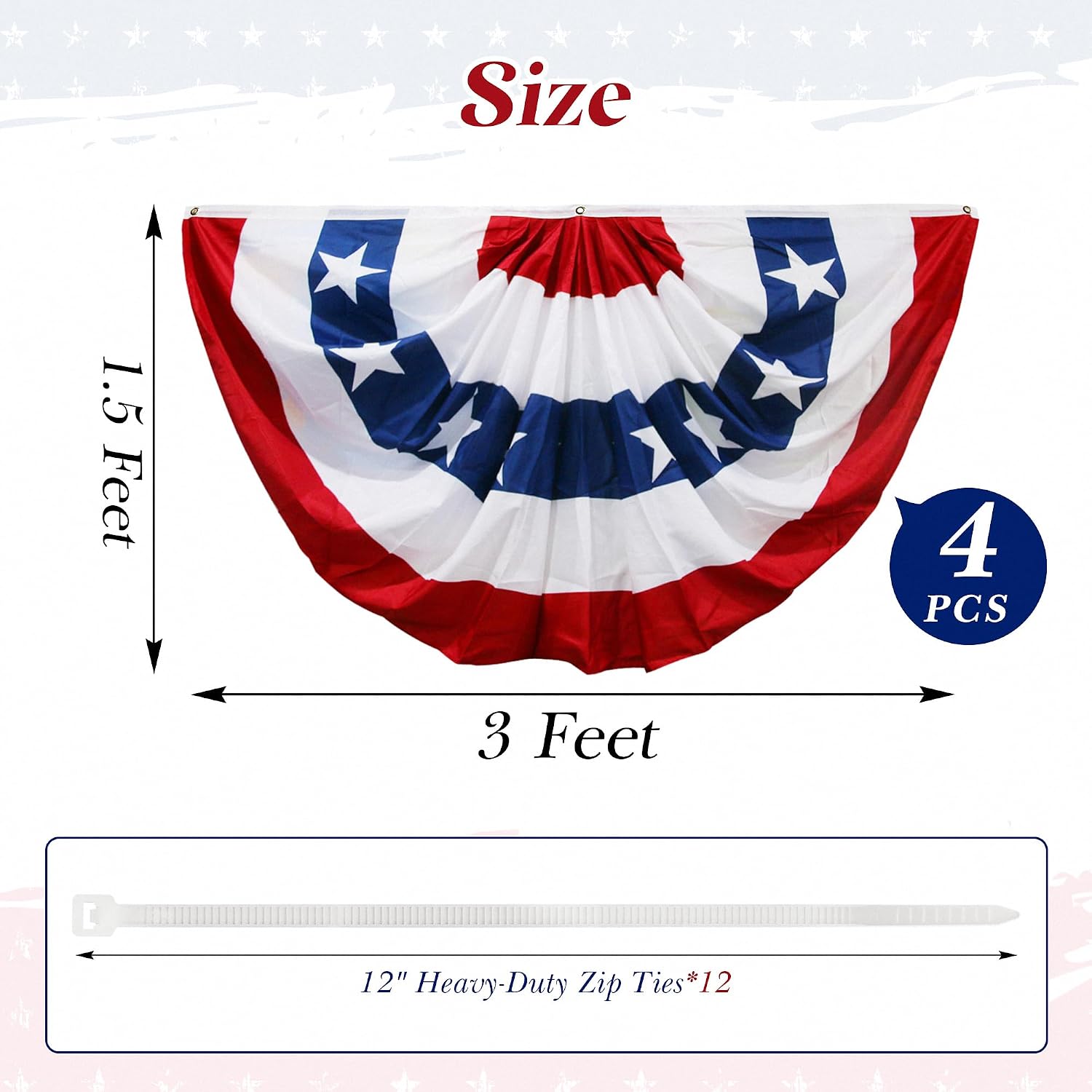 HOOSUN 4th Of July Decorations, American Flag Bunting for Outside, 3x6 Ft Fourth of July Bunting Patriotic Memorial Day Decor