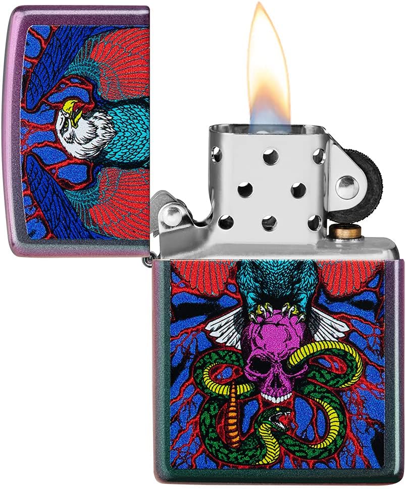 Zippo Eagles Dare Pocket Lighter - Refillable Flip-Top Windproof Lighters - Fierce Soaring Eagle Patriotic Design Pocket Lighters - Luxury Metal Lighter Made in USA