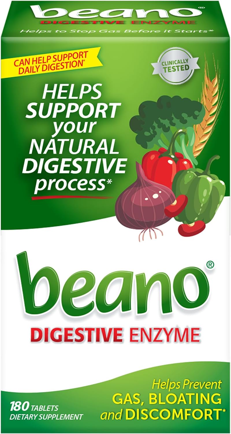 Beano Digestive Enzyme, Helps Prevent Gas & Bloating, 100 Tablets
