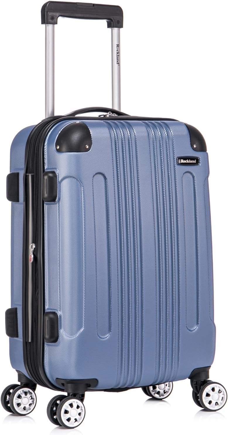 Rockland London Hardside Spinner Wheel Luggage, White, 3-Piece Set (20/24/28)