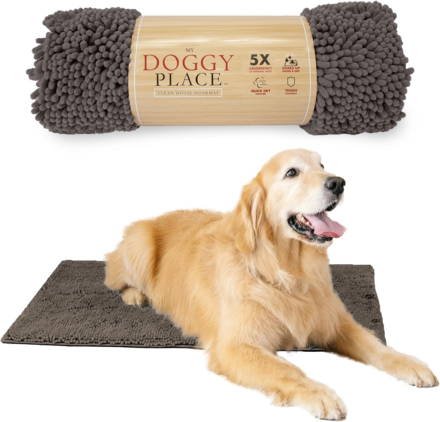 Dog Mud Mat, 31" x 20" Sage – Thick Microfiber Entry Rug for Snow, Mud & Salt – Absorbent, Quick-Dry, Washer-Safe & Non-Slip, Medium