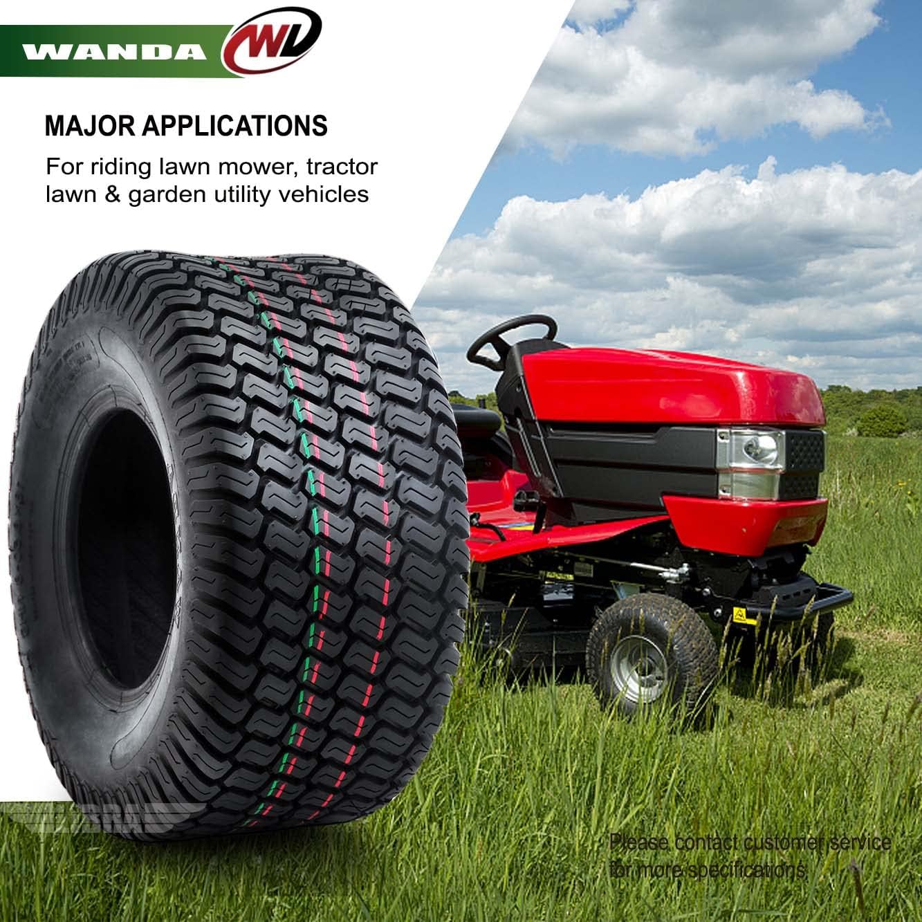 WANDA Set 2 15x6-6 15x6.00-6 Lawn Mower Tractor Turf Tires15x6x6 P332-13016 | Riding Lawn Mover, Garden Tractor