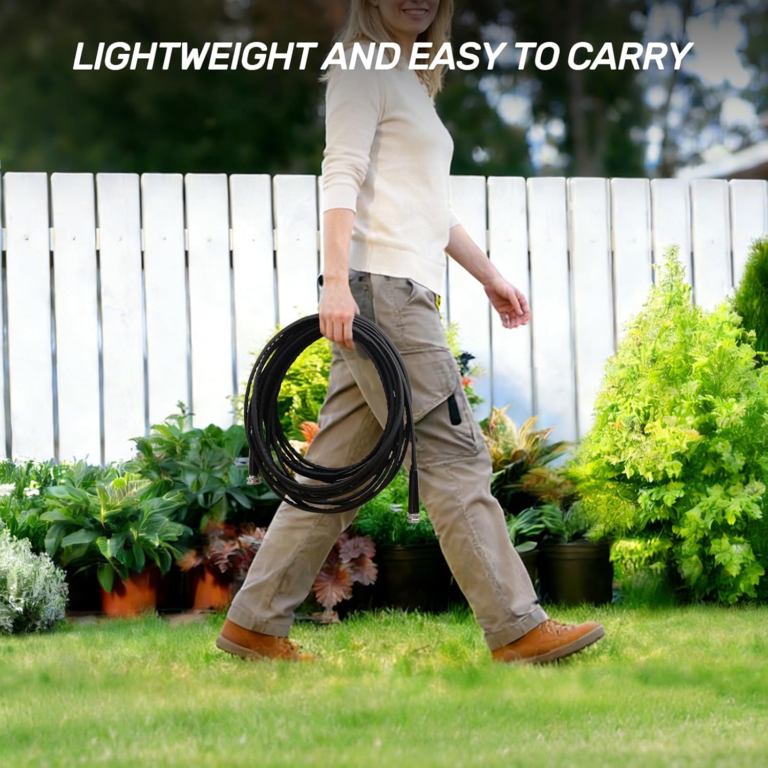 Garden Hose 50ft Non-Expandable Lightweight, Premium Flexible, Kink-Resistant Design, Extra Durable & Leakproof with Solid Fittings