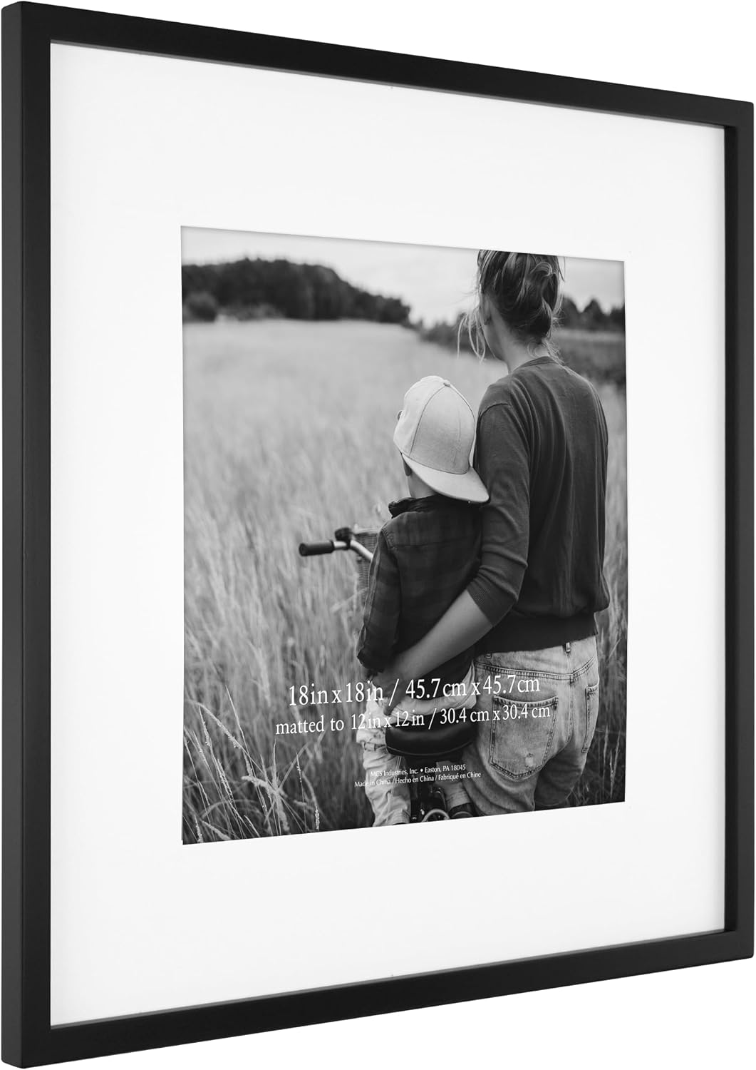 MCS East Village Picture Frame, 18x18 Matted to 12x12, Black, 2-Pack