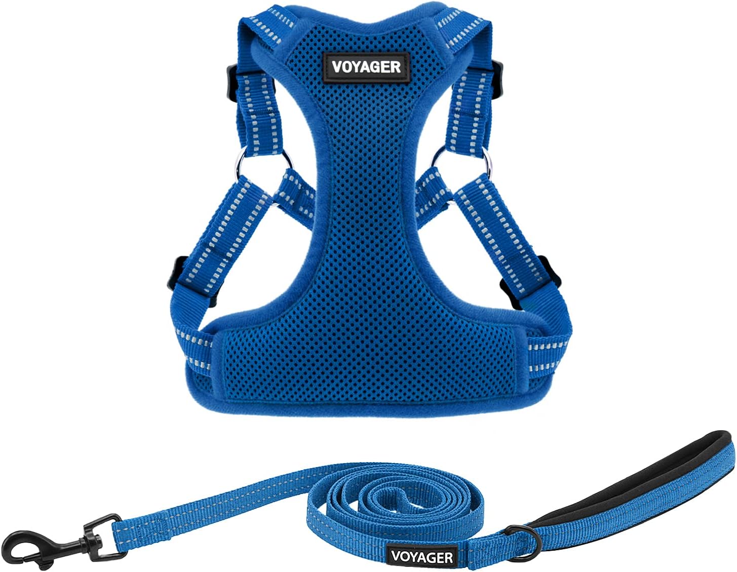 Voyager Step-in Flex Adjustable Dog Harness - Black, Medium | 17 - 21" in Chest, Fully Adjustable, Reflective Bands, All Weather Breathable Air Mesh, Lightweight, Fast Drying