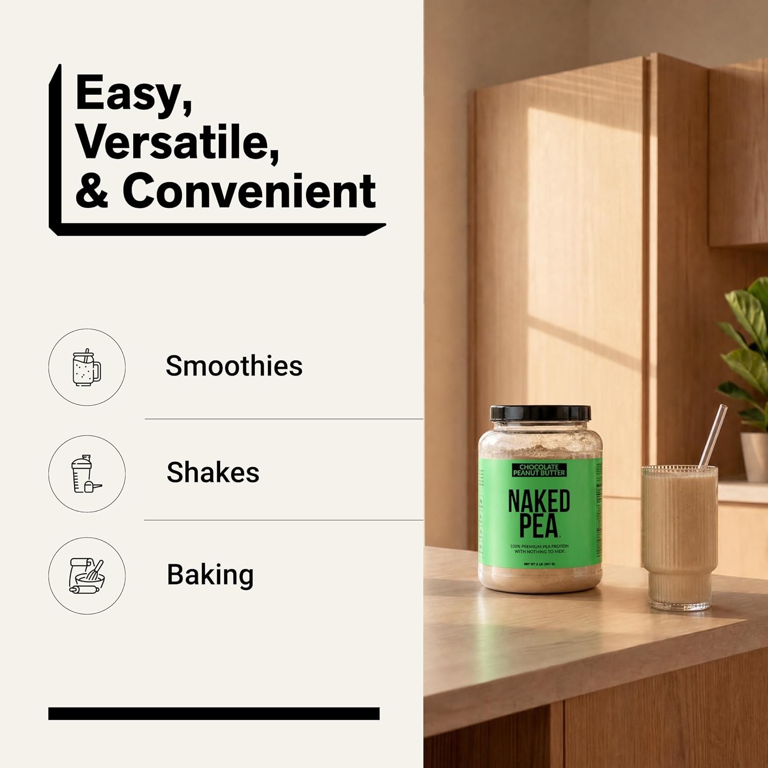 NAKED Pea - 5LB 100% Pea Protein Powder from North American Farms - Unflavored Vegan Pea Protein Isolate - NSF Certified, Plant Protein Powder, Easy to Digest - 76 Servings
