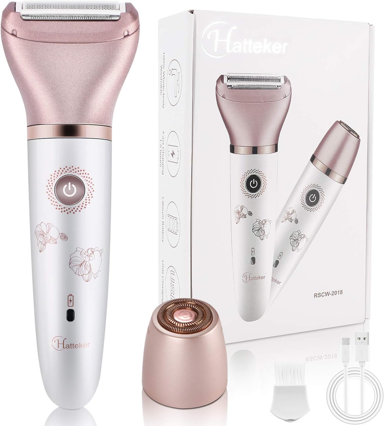 Electric Razors for Women - Painless 2-in-1 Shaver for Women Hair Remover for Face, Legs and Underarm Wet & Dry, Portable Bikini Trimmer