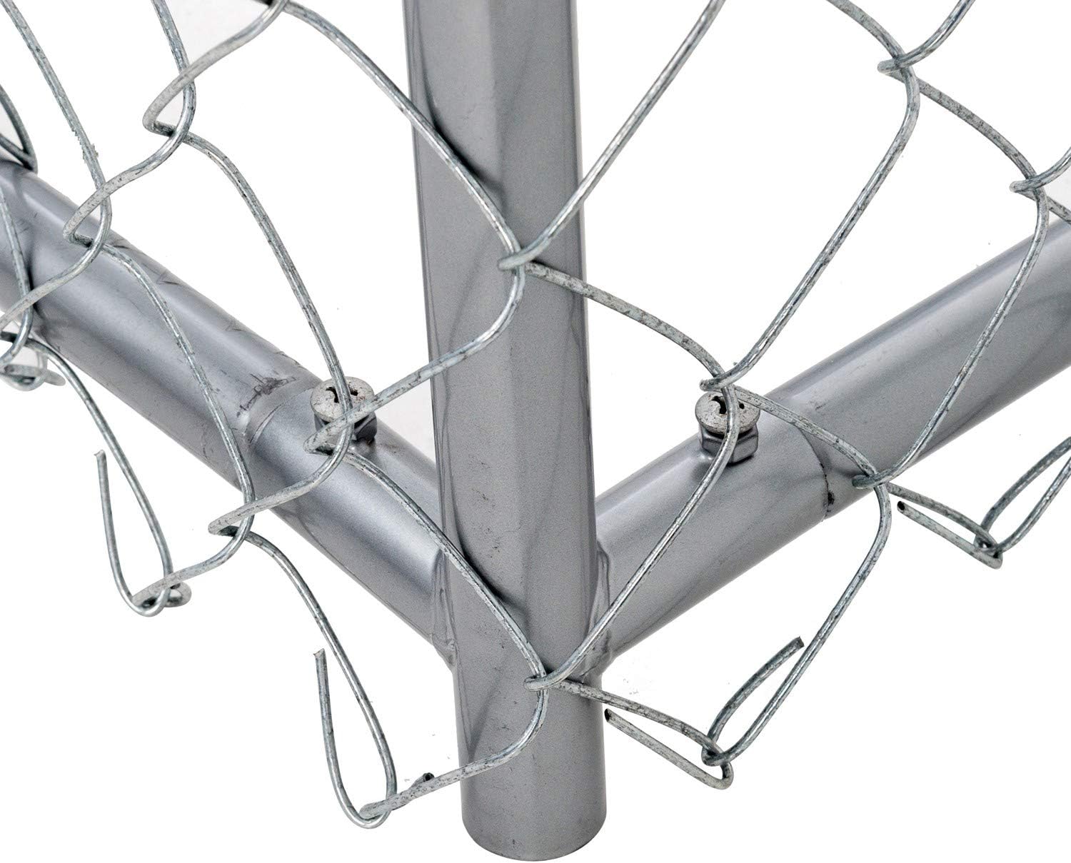 Lucky Dog 10' x 10' x 6' Heavy Duty Outdoor Welded Galvanized Steel Chain Link Dog Kennel Enclosure with 2 Configurations and Latching Door, Silver