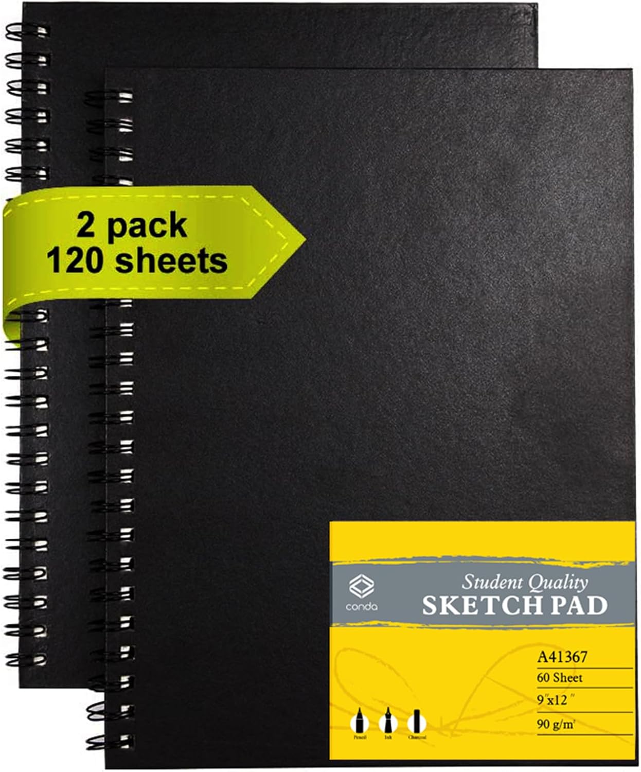 conda 8.5"x11" Sketch Book, 80 Sheets (68 lb/100gsm), Spiral Bound Artist Sketch Pad, Durable Acid Free Drawing Paper for Drawing Painting