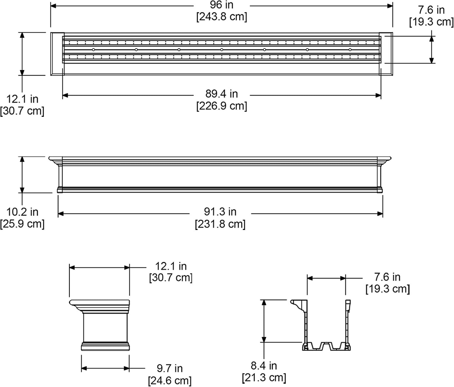 Mayne Yorkshire 60in Self-Watering Rectangular Window Box Planter, White | Self-watering, All season, Fade resistant, Customizable, Mounting brackets included, Built-in overflow, 15-year warranty