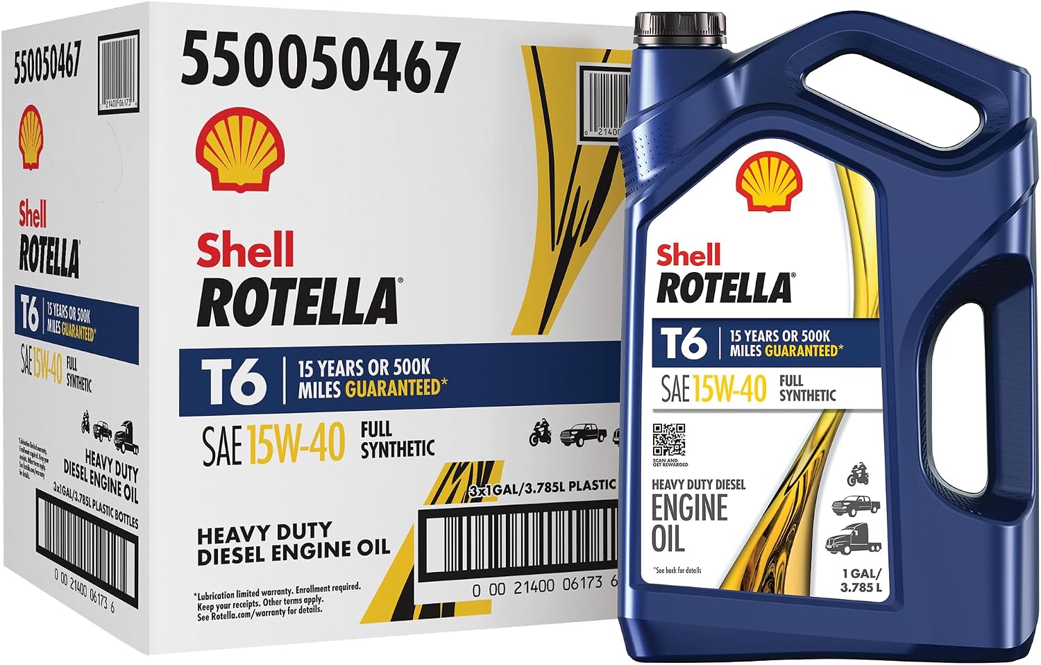 Shell Rotella T6 Full Synthetic Heavy Duty Engine Oil 5W-40, 55 Gallon Drum