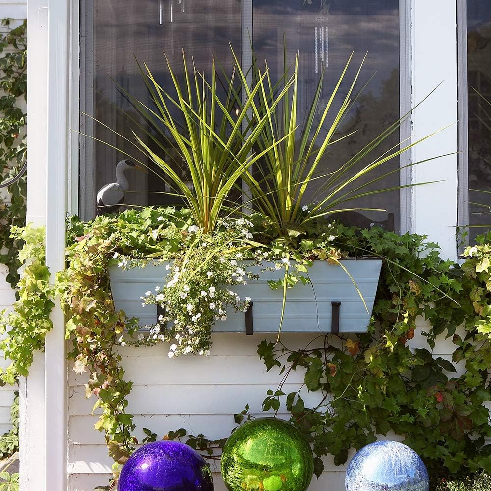Achla Designs Galvanized Window Flower Box Planter-Green-Medium (24" L x 9.5" W x 7.5" H)