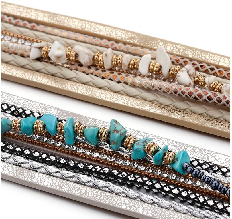 Fesciory Leather Wrap Bracelets for Women, Boho Western Layered Jewelry