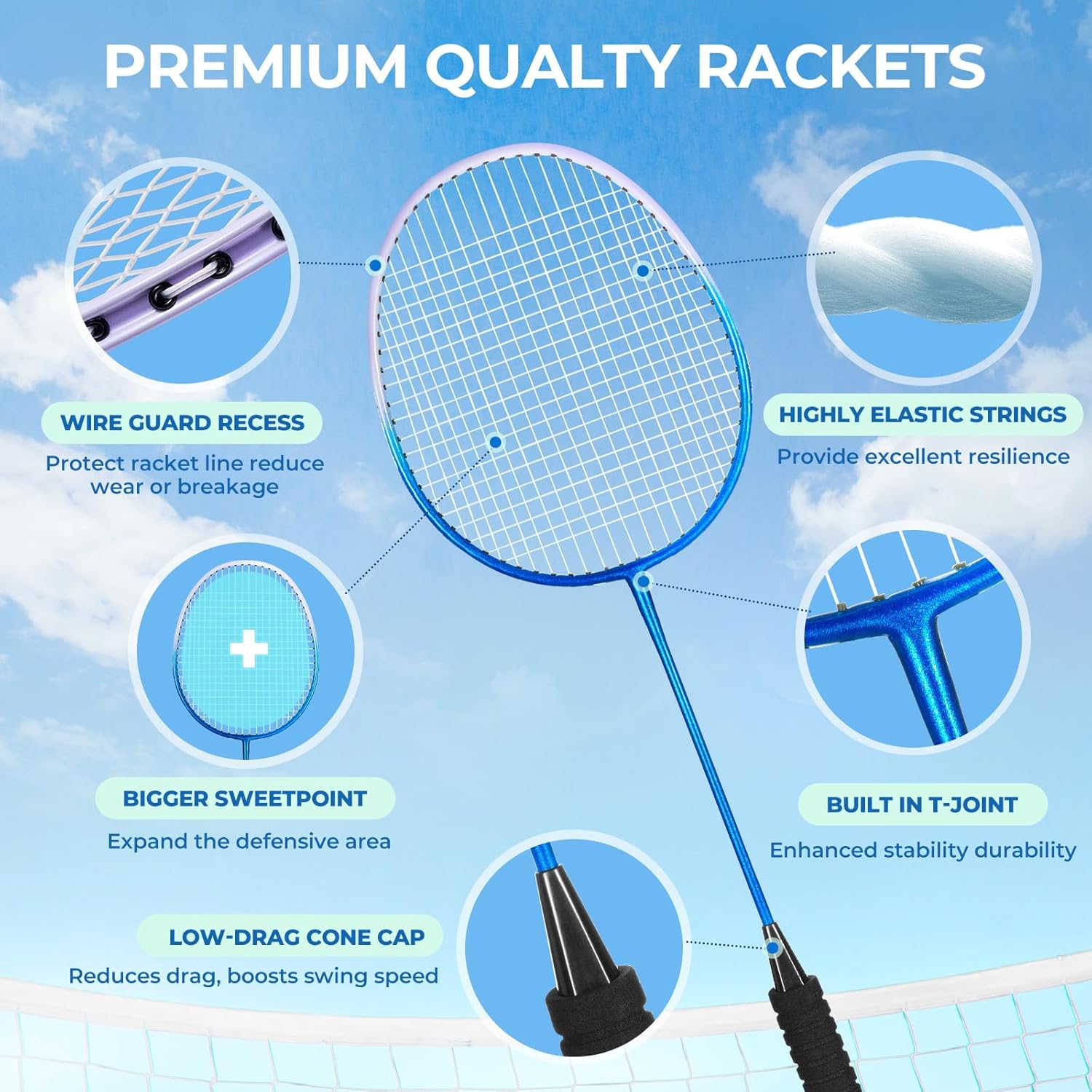 HIRALIY Badminton Rackets Includ 2/4 Rackets, 6/12 Birdies, 1 Carrying Bag