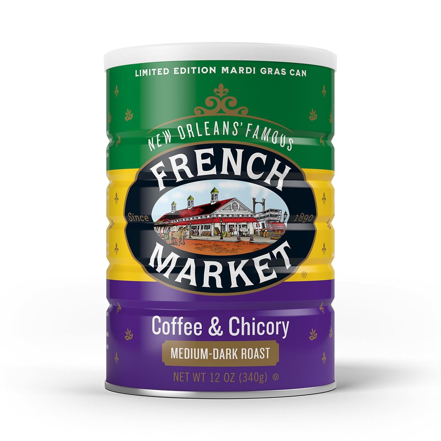 French Market Coffee & Chicory Dark Roast Ground Coffee, 12oz Can (Pack of 6)