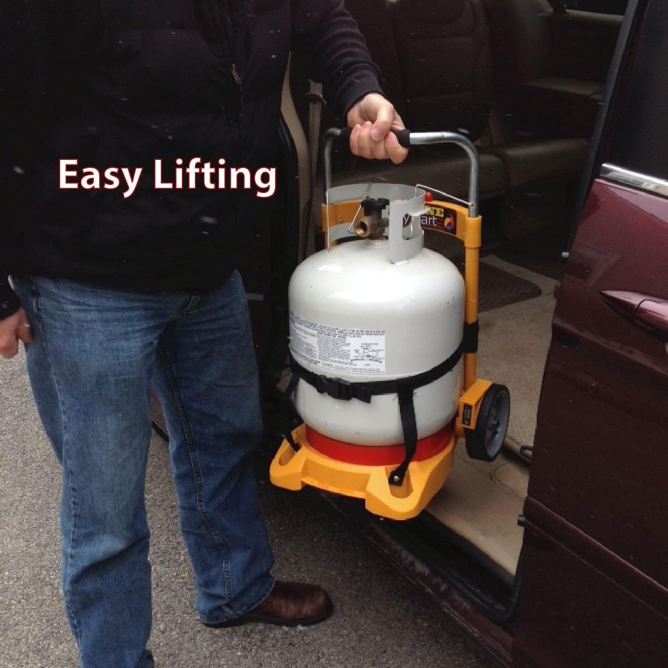 Propane Easy Cart LP Tank Wheeled Carrier for BBQ Grills, Weed Burners, Fire Pits, Tank Top Heaters (Tank not Included)